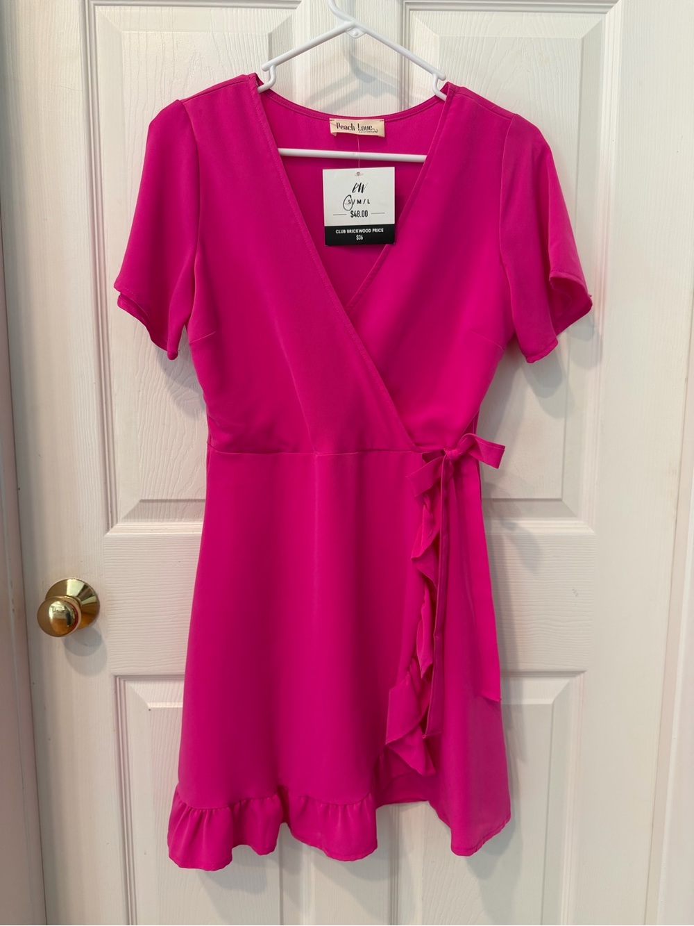 NEW Peach Love California Hot Pink Wrap Mini Dress